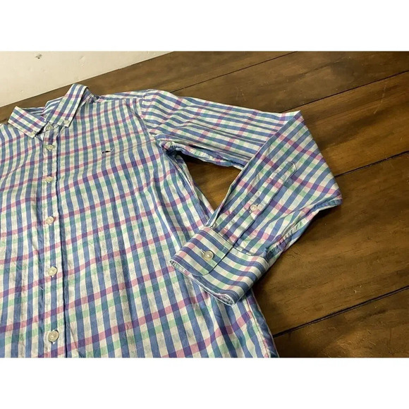 Vineyard Vines Mens Small Button Up Slim Fit Whale Shirt Preppy Plaid - Picture 3 of 9